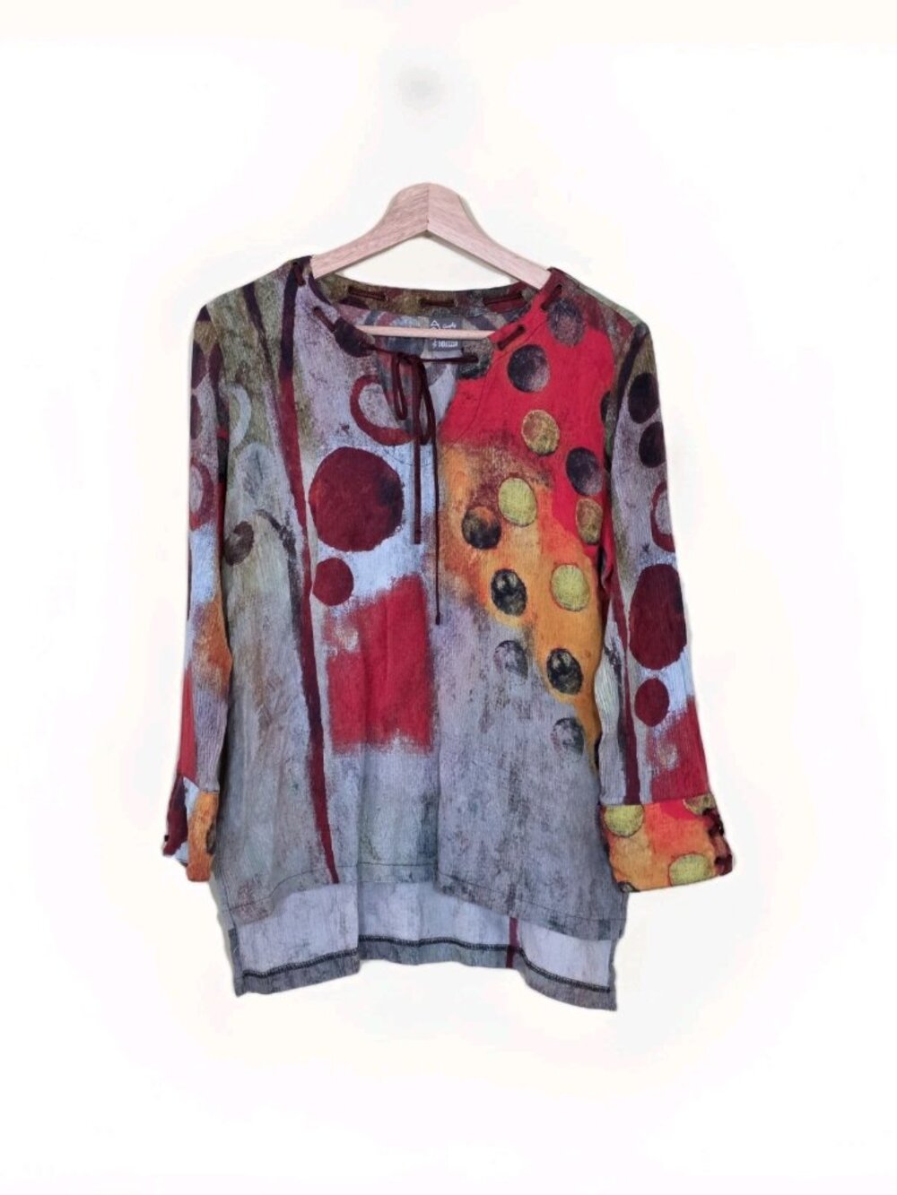 Simply Art By Dolcezza Tunic Top Womens S Multicolor Boho Geo Lagenlook Eclectic